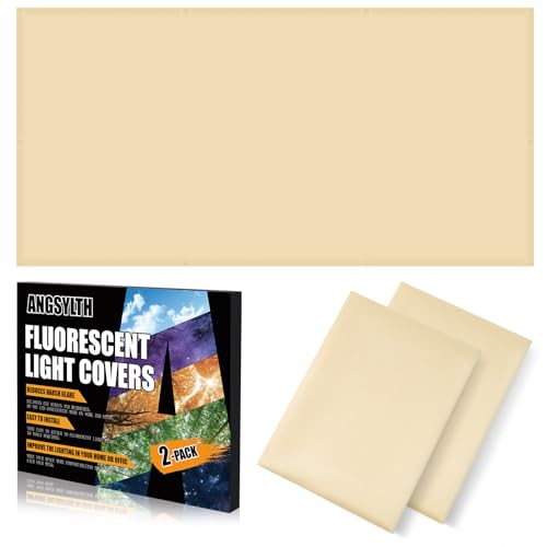 ANGSYLTH 2 Pcs Fluorescent Light Covers - 4 x 2 Feet Covers for Ceiling Lights, Magnetic Light Filters for Classroom, Office, Hospitals, Home (Warm Yellow) - color: Warm Yellow