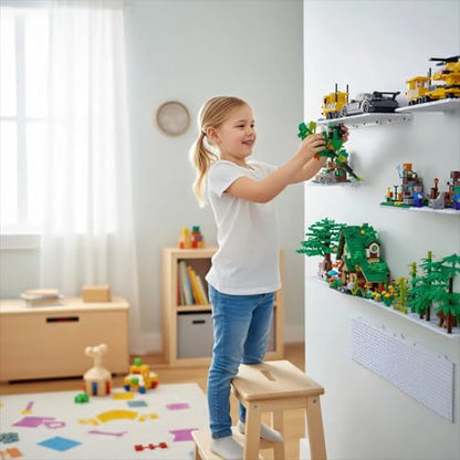 LRANFOW 6 Pack Wall Display Shelves with Dual Sided Building Studs, 4x5 Inch Baseplate Shelf Compatible with Lego Building Bricks for Organized Storage & Modern Room Deco Builders Gift, 16x13 Studs - color: White
