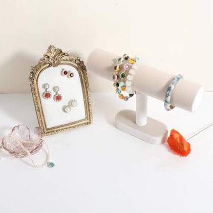 Bracelet T Bar Display for Selling, Wahtch Stand Jewelry Display, Velvet Bangle Holder Organizer【Beige】 - color: Beige