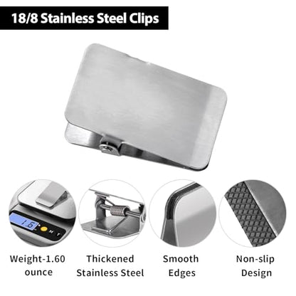 Large Chip Bag Clips with Anti-Slip Rubber,BURLIHOME All-Purpose Stainless Steel Heavy Duty Air Tight Seal Food Bags File Paper Photos Clamps for Home/Office/Kitchen Supply,10Pcs(Silver)