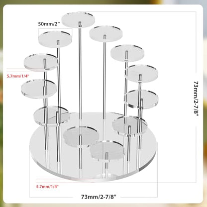 Round Acrylic Display Riser Stands, 12 Tier Jewelry Display Stands for Rings Earrings Mini Figurines 1 Pack(Clear) - color: Clear 12 Tier