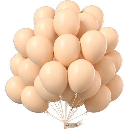 PartyWoo Nude Balloons 100pcs 12 Inch Apricot Boho Fall Neutral Latex Helium Balloons for Graduation Wedding Anniversary Birthday Boy Baby Shower Woodland Boho Theme Party Decorations Brown-F05 - color: Apricot-f05, size: 12 inch