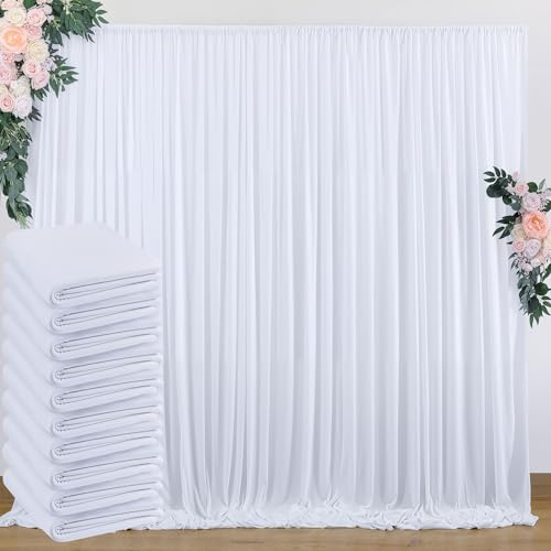 50 ft x 10 ft Wrinkle Free White Backdrop Curtain for Wedding Parties, Polyester Photo Backdrop Drapes for Baby Shower Birthday Party Backdrop Stand, Bulk Thick Background Curtains, 5x10FT 10 Panels - color: White, size: 5'(W) x 10'(H), 10 panels