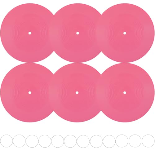 FACHPINT 6pcs Pink Records for Wall Aesthetic 12 Inch Vinyl Records Decor, Blank Vinyl Records for Graffiti, Fake Records Props, Record Wall Decor for Party Wedding Signing Hippie Room Decor - color: Pink