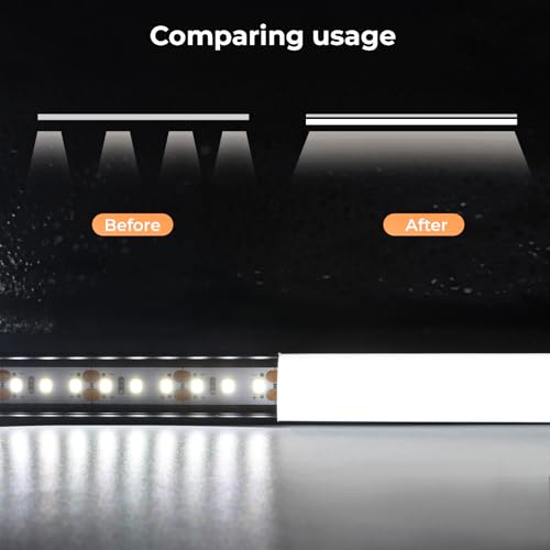 VST 10pack 3.3FT Black U Shape Aluminum Channel with 33FT White Flexibla Diffuser Cover, Seamlessly Connected into a Continuous 33FT Length with Clip and End Caps for LED Lighting - color: Black, size: 3.3ft 10