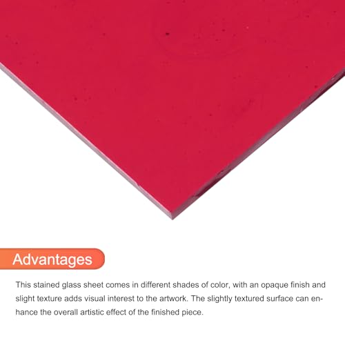 MECCANIXITY Stained Glass Sheet Mosaic Tile 3.9 Inch x 3.9 Inch Red Stained Glass Sheets for Crafts DIY, Art Project - color: Red