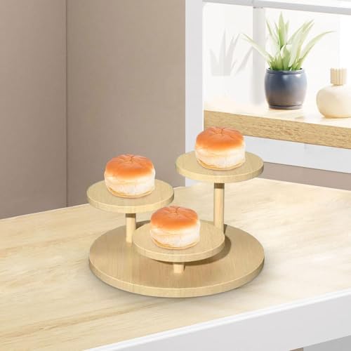 Display Riser Stand Countertop Multi Tier Solid Wood Perfume Holder Cake Stand Storage Rack for Doll Craft Figurine, 3 Layer - color: 3 Layer