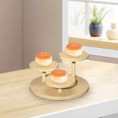 Display Riser Stand Countertop Multi Tier Solid Wood Perfume Holder Cake Stand Storage Rack for Doll Craft Figurine, 3 Layer - color: 3 Layer