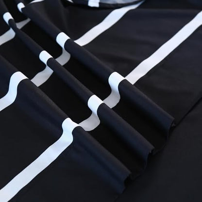 MAG 4Pcs Striped Full Sheet Sets,Black and White Full Size Microfiber Sheets Set,Included 1 Fitted Sheet 14'' Deep Pocket+1 Flat Sheet+2 Pillowcases Soft and Breathable,Wrinkle and Fade Resistant. - color: Striped, size: Full