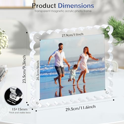 acrylic photo frame- 2Pack Scalloped Picture Frames 8×10 Inch, 15+15mm Thick BlockClear Glass Photo Frame with Thick Block | Modern Home Gift Set (2 Pack, 8X10) - color: 2 Pack, size: 8X10