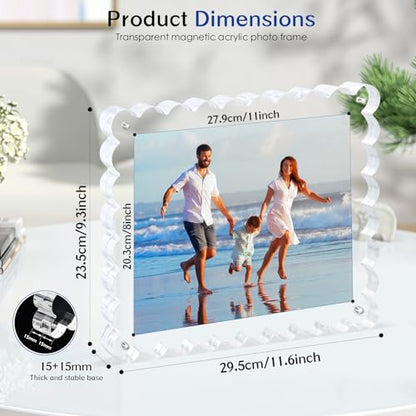 acrylic photo frame- 2Pack Scalloped Picture Frames 8×10 Inch, 15+15mm Thick BlockClear Glass Photo Frame with Thick Block | Modern Home Gift Set (2 Pack, 8X10) - color: 2 Pack, size: 8X10