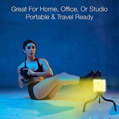 Fugetek RGB LED Video Light with Flexible Desktop Tripod, 77 RGB Beads, Wired Controller, USB Powered, Portable, 3200k-6500k, Streaming, TIK Tok, Photography