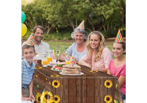 8x6FT Sunflower Brown Wood Backdrops for Photography Rustic Child Baby Shower Birthday Party Background Banner for Picture Photo Studio Photo Booth Decoration 051 - size: 8x6ft