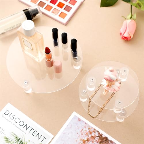 Lineshading 3 Pcs Round Acrylic Display Riser Clear Round Stands Clear Pedestal Riser Board for Cake Plant Dessert Jewelry Collectible Cupcake Figure Wedding Birthday Party Decor(5'', 6'', 8'') - size: 5'',6'',8''