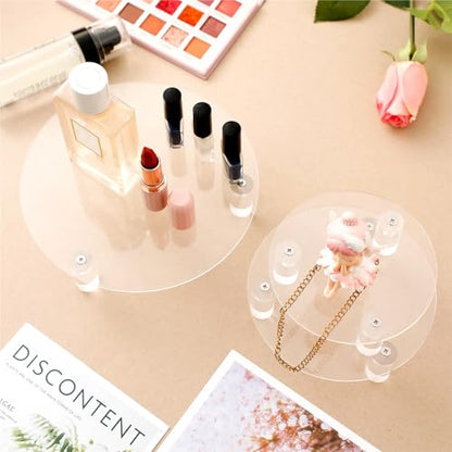 Lineshading 3 Pcs Round Acrylic Display Riser Clear Round Stands Clear Pedestal Riser Board for Cake Plant Dessert Jewelry Collectible Cupcake Figure Wedding Birthday Party Decor(5'', 6'', 8'') - size: 5'',6'',8''
