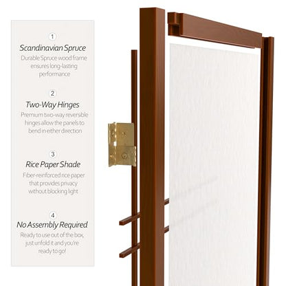 Red Lantern 6 ft. Tall Double Cross Shoji Screen - Walnut - 6 Panels - color: Walnut, size: 6 Panel