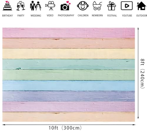 Colorful Wood Photography Backdrop 10x8ft Easter Pastel Rustic Texture Background Easter Theme Party Backdrop Kids Adult Baby Shower Birthday Party Decorations Photo Props - size: 10x8FT: 120x96 inch