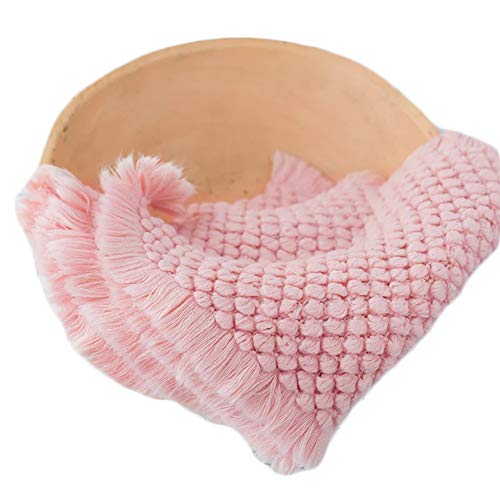 Zeroest Baby Photography Props Basket Braid Wool Wrap Newborn Photo Shoot Baskets Filler Posing Stuffer Background Blanket (Pink) - color: Pink