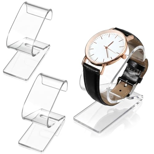 3Pcs Acrylic Watch Holder, Plastic C-Type Watch Stand, Jewelry Holder Stands Watchs Organizer Storage for Men Women