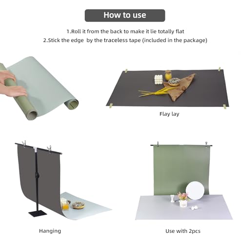 Yoocheese Photo Backdrop Kit, Double-Sided Paper Background with Stand, 22x34 Inch, 14 Colors, for Product Food Photography, Studio Tabletop Props - color: wood
