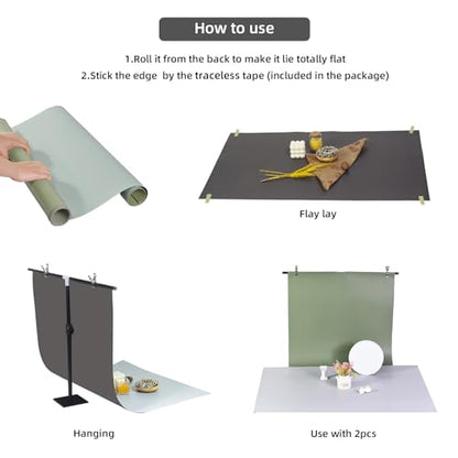 Yoocheese Photo Backdrop Kit, Double-Sided Paper Background with Stand, 22x34 Inch, 14 Colors, for Product Food Photography, Studio Tabletop Props - color: wood