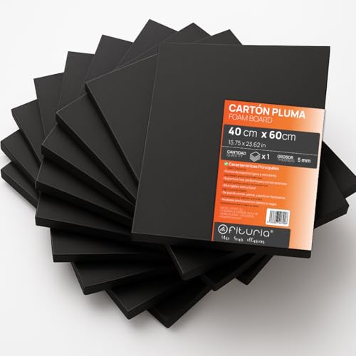 OFITURIA Foam Board, Black, 40 x 60 cm, Expanded Polystyrene Plate, Lightweight and Rigid, Foam Board, Versatile Cut, Crafts, Models and Exhibitions, High Quality, 5 mm - color: Black, size: 40x60 cm