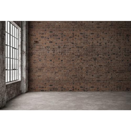 6x4ft Vintage Empty Room Photography Backdrop Retro Red Brick Wall Window Shabby Jerusalem Building Interior Room Photography Background Pet Kids Adults Portrait Studio Video Vlog Prop - size: 6x4ft
