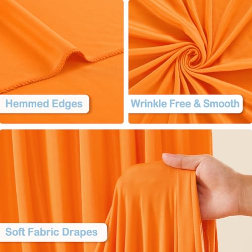2 Panles Orange Backdrop Curtains - Wrinkle Free Fabric Backdrop Curtain for Photoshoot, 10FT Wedding Party Photo Backdrop Drapes for Birthday Baby Shower Photography Stage Background Decorations - color: Orange, size: W4' x H10'(2 panels)