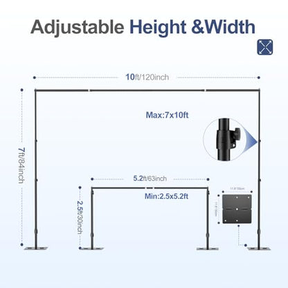 EMART Backdrop Stand,10x7ft(WxH) Adjustable Photo Background Stand with Upgrade Rod,Heavy Duty Flat Base,Metal Pipe and Drape Frame for Wedding,Birthday Party,Decorations,Photography Studio - size: 10x7ft