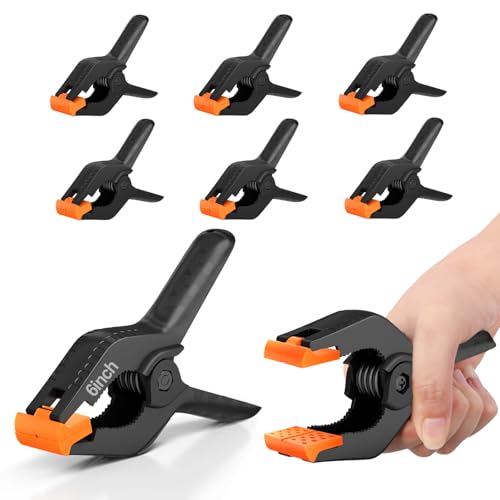EMART 6 Pack Heavy Duty Spring Clamps, 6 inch Plastic Photo Booth Backdrop Clips Clamps for Backdrop Stand, Photography Studio, Photoshoot, Woodworking, Balloon Arch, Crafts, Pool Cover - color: Black and Yellow, size: 6 inch