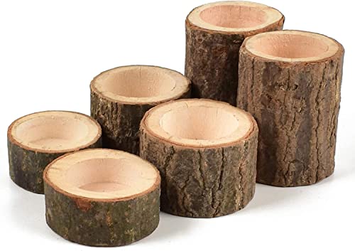 Wooden Tea Light Candle Holders Set of 6, Personalized Natural Wooden Votive Tealight Holder for Rustic Centerpieces for Table, Great for Home, Wedding Various Festivals Decoration - color: Set of 6