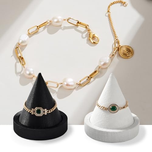 Linen Single Bracelet Bangle Display Stand Jewelry Bracelet Bangle Cone Display for Selling - color: White