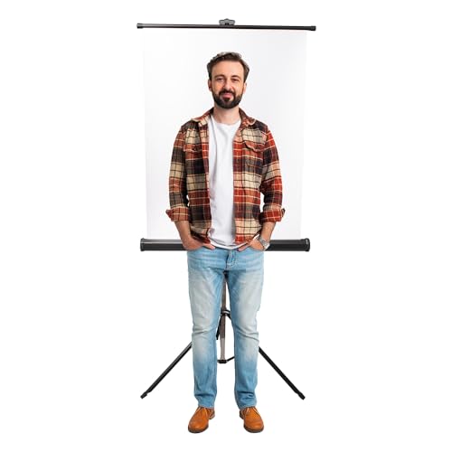 Retractable White Photo ID Backdrop for Passport Photos (Free Standing) - size: 96" W x 120" H