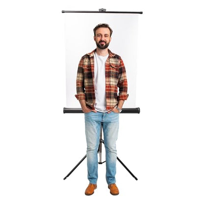 Retractable White Photo ID Backdrop for Passport Photos (Free Standing) - size: 96" W x 120" H
