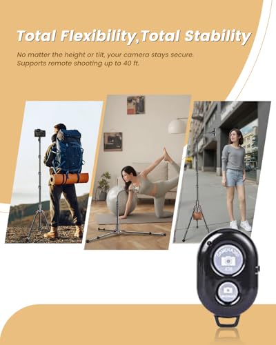 CAMBOFOTO 84" Phone Tripod, Tall Tripod Stand for Selfies with Flexible Gooseneck & Remote, Compatible with iPhone Android, Travel/Gopro/Ring Light/Webcam/Video Recording/Vlogging