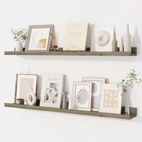Dreamland Picture Ledge Shelf for Wall, Floating Shelves Set of 2,36 inch Long Floating Shelves with Lip for Living Room,Bedroom,Bathroom,Kitchen,Grey - color: Grey, size: 36inch