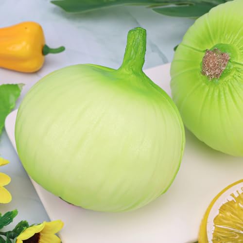 2pcs Artificial Onion Vegetable Decoration Faux Realistic Green Onion Fake Ornament for Kitchen Decor Simulation Home Party Christmas Lifelike Model Display - color: 2-c