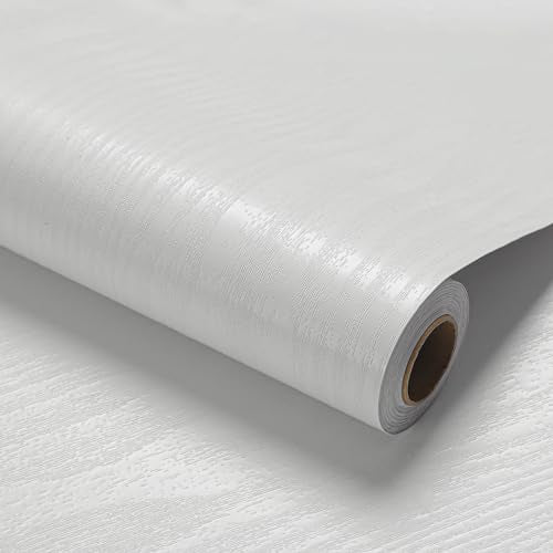 Peel and Stick Wallpaper White Wood Wall Paper - 23.6 x 120 Inch Self Adhesive Wallpaper Peel and Stick, Easy to Paste Wall Contact Paper for Stand Liner, Table and Door Makeover Decor - color: Woodgrain White, size: 23.6" x 120.1"