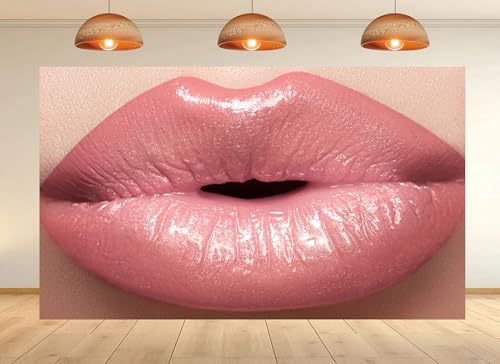 12x10ft Glossy Nude Pink Lips Backdrop Soft Natural Beauty Makeup Photo Background Tapestry for Fashion Party Cosmetic Launch Event Portrait Photography Home Decorations Studio Props - size: 12X10ft