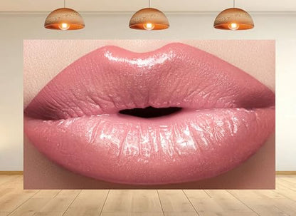 5x3ft Glossy Nude Pink Lips Backdrop Soft Natural Beauty Makeup Photo Background Tapestry for Fashion Party Cosmetic Launch Event Portrait Photography Home Decorations Studio Props - size: 5X3ft