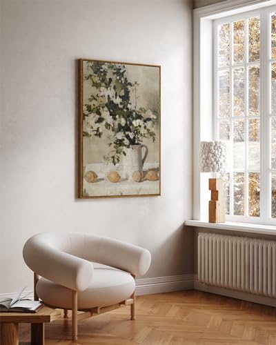 VIYYIEA Vintage Floral Large Framed Wall Art, Flowers and Lemons Paingtings Decor Aesthetic, 24x36 Inch Canvas Print Artwork, Farm Still Life Wall Pictures for Bedroom Living Room - color: Flowers and Lemons, size: 36"L x 24"W