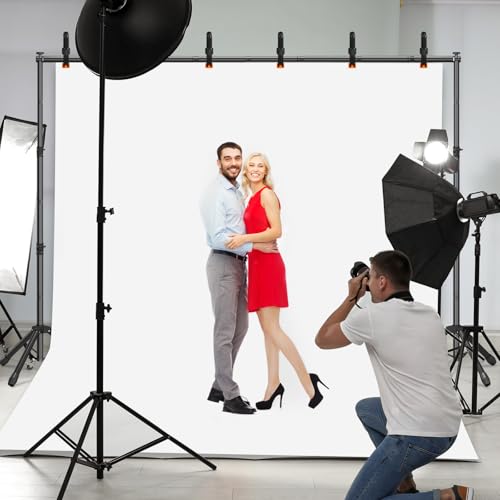 3-in-1 Adjustable Backdrop Stand 10 x 7.5 FT, Portable Photography Background Stand Kit with Carrying Bag, 6 Clamps & 2 Sandbags for Studio, Party, Video, Banner Display - size: 10x7.5 ft