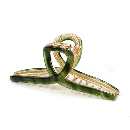 Big Hair Claw Clip Metal Claw Clips for Women Strong Hold Claw for Heavy Hair Green Acetate Claw Clips for Girls 4.5" Jaw Clamp Large Hair Accessories for Long Thick Hair (New Green) - color: AcetateHairClip11