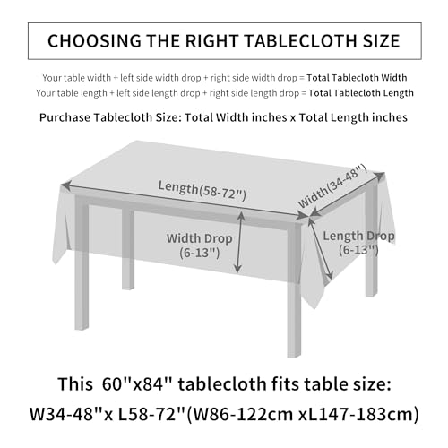Natural Linen Rectangle Tablecloth, Slubby Textured Fall Lightweight Table Cloth 60 x 84 Inch, Water Resistant Stain Resistant Farmhouse Burlap Table Cover for Kitchen Dining Room, Taupe - color: Taupe, size: 84" x 60" (Rectangular) (1 Pack)