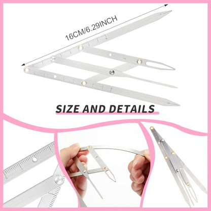 Weewooday 6 Pieces Tattoo Eyebrows Rulers 3 Point Positioning Ruler Mini Caliper Double Scale Vernier Calipers Eyebrow Caliper Microblading Ruler Measuring Tool with Eyebrow Shaver(Pink) - color: Pink