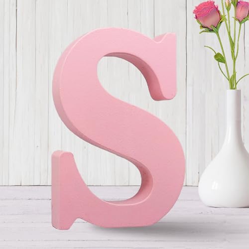 AOCEAN 6 Inch Pink Wood Letters Unfinished Wooden Letters for Wall MAGA Decorative Standing Letters Slices Sign Board for Crafts Christmas Decoration Home Party Projects (S) - style: S