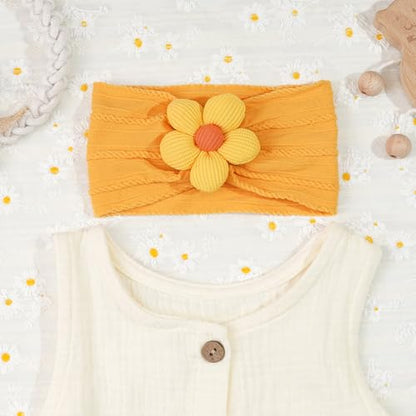 CÉLLOT 5 Pcs Baby Flower Headbands Baby Girls Nylon Headbands Soft Hairbands Hair Accessories for Newborn Infant Toddler Kids(Spring Summer Vibe) - color: Yellow+Green+Sky Blue+Purple+Hotpink