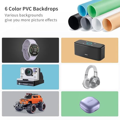 RALENO Photo Studio Light Box, 24''X24'' Large Light Tent, Photo Light Box Photography (65W | 156pcs LED | 5500K | 97CRI | 6 Color PVC Backdrops | DC Power Adapter) for Product Photography - size: 24*24 inch