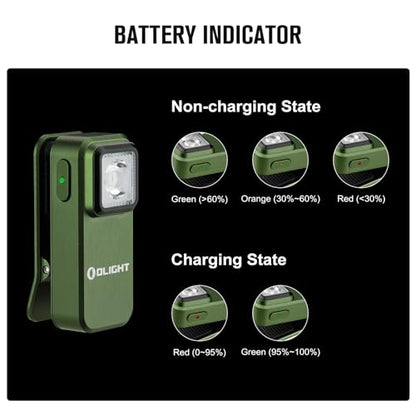 OLIGHT Oclip Rechargeable EDC Flashlight 300 Lumens Dual Sources Compact Pocket Clip Light, Convenient USB C Charging, Magnetic Flash Lights for Working, Cycling, Emergency, Signaling Tool(OD Green) - color: OD Green