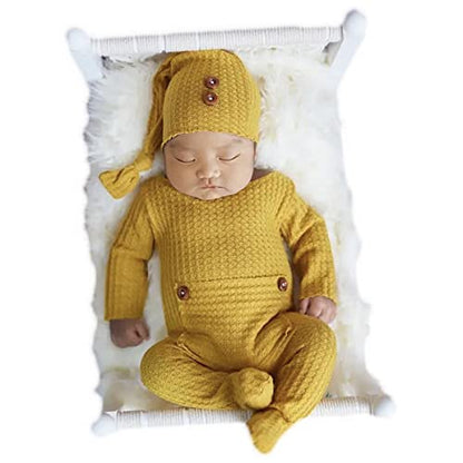Zeroest Newborn Photography Props Boy Outfits Baby Photo Props Outfit Newborn Boy Photo Shoot Hat Set (Ginger) - color: Ginger